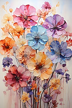 Colorful Flowers Painting on Canvas