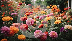 Colorful flowers in summer garden