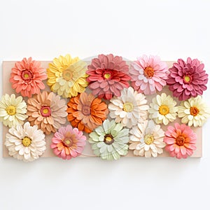 Colorful Flowers On Wooden Board: A Stereoscopic Photography And Mixed Media Art