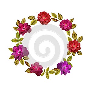 Colorful flowers wreath . Elegant floral collection with beautif