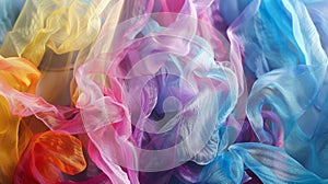 Colorful and flowing fabric creating a dynamic abstract composition