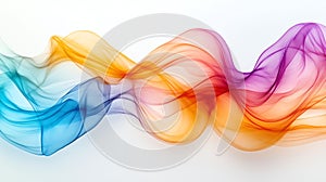 Colorful, flowing waves of translucent fabric on a bright backdrop, creating a dynamic effect