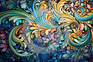 Colorful, flowing, and whimsical Paisley pattern