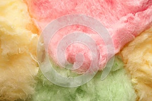Colorful fluffy cotton candy as background