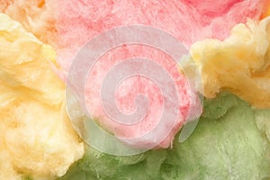 Colorful fluffy cotton candy as background