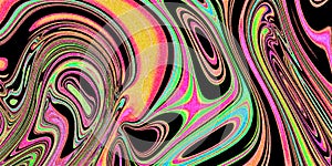 Colorful fluid art, vivid colors glitter colorful swirls