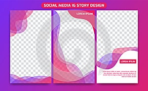 Colorful fluid social media instagram story spectrum gradient transparent frame set background template creative