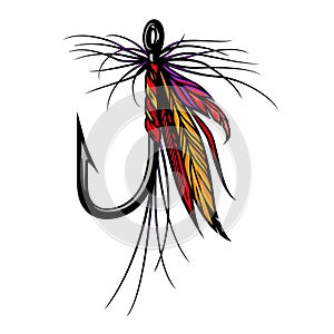 Colorful fly fishing lure concept