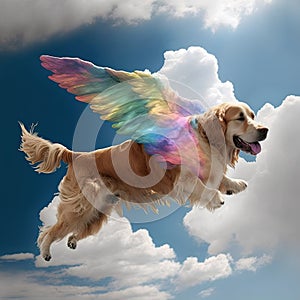 Colorful Flying Dog in the Sky