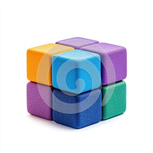 Colorful Foam Cubes Arranged in a Grid