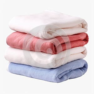 Colorful Folded Towels: White, Blue, And Pink Warmcore Fabric Andrew Hem Design photo
