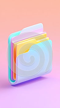 Colorful Folder Stacked with Documents and Files