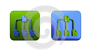 Colorful Folder tree icon isolated on white background. Computer network file folder organization structure flowchart