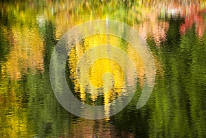 Colorful foliage reflected on rippled water