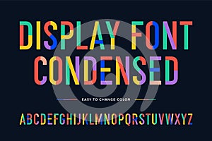 Colorful font. Colorful condensed alphabet and font