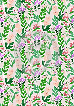 Colorful foral seamless vector pattern repeat in bright natural tones photo