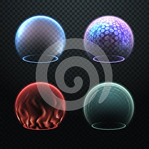 Colorful force field set isolated on transparency background