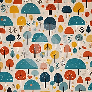 a colorful forest wall with trees and trees Whimsical Wonders Playful Patterns for Kids\'