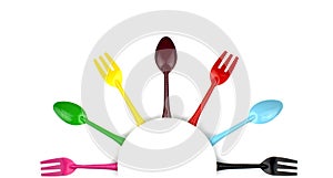 Colorful forks and spoons