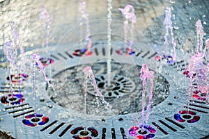Colorful fountain stream