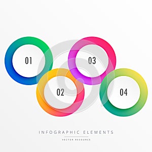 Colorful four steps circular infograph