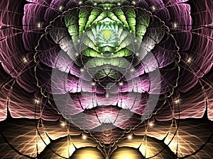 Colorful fractal floral heart