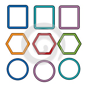 Colorful frame set, flat design