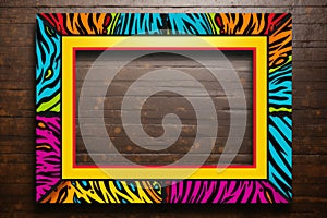 a colorful frame with a zebra print on it