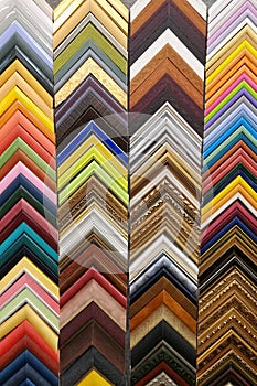 Colorful frames molding samples of picture. background texture