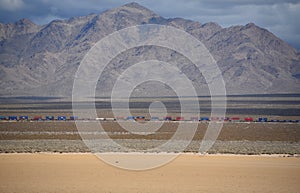 Nevada- A Freight Train Speeding Through the Desert