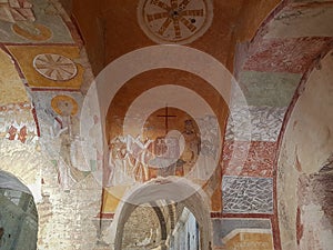 Colorful frescoes in the Church of St. Nicholas the Wonderworker