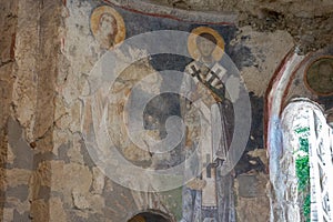 Colorful frescoes in the Church of St. Nicholas the Wonderworker