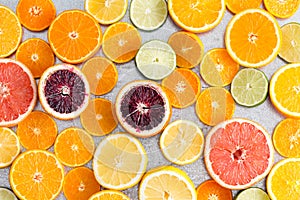 Colorful fresh cut citrus fruit background