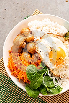 Colorful Fresh Vegetable and Egg Bowl. Healthy Food, Clean Eating