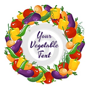 Colorful fresh vegetable wreath with copyspace
