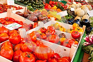Colorful fresh vegetables market in France.