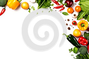 Colorful fresh vegetables on white background