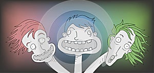 Colorful friends faces