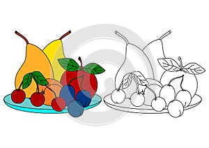 Colorful fruit - coloring book for kids