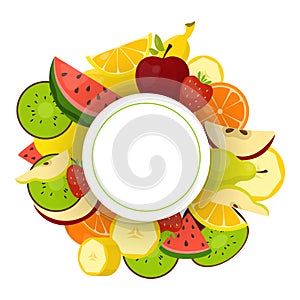 Colorful fruit frame set. Collection of tropical background