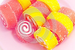 Colorful fruit-paste sweets