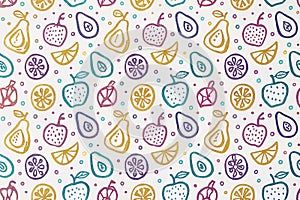 Colorful fruit ,apple ,lemon, pattern on the background
