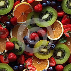 Colorful Fruit Pattern for Nutrition and Health, Ideal for Digital Marketing