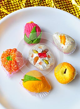 Colorful fruit shaped sweets