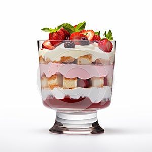 Colorful Fruit Trifle In Glass Cup - Layered Lines Dessert