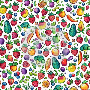 Colorful fruit and vegetable pattern a vibrant array of nutritious options for a healthy diet