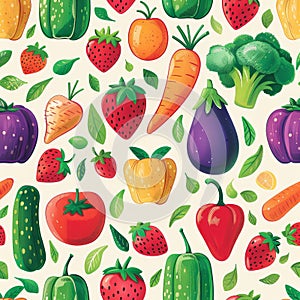Colorful fruit and vegetable pattern a vibrant mix of nutritious options for a healthy diet