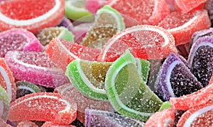 Colorful fruity soft candy as background