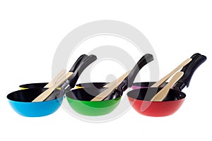 Colorful frying pans