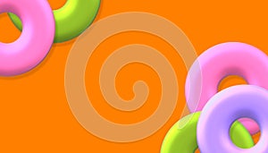 Colorful and fun hollow circles, with a hole. Elements in the corner, with space to copy paste text, design or logo.